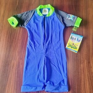 Radicool Skins Blue Black & Green Rash Guard - Size 2 NWT Swimming